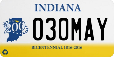 IN license plate 030MAY