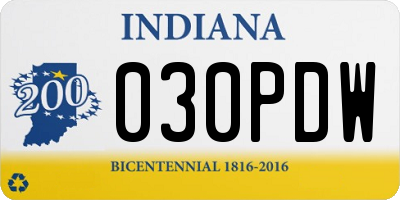 IN license plate 030PDW