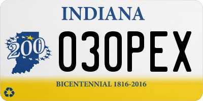 IN license plate 030PEX