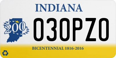 IN license plate 030PZO