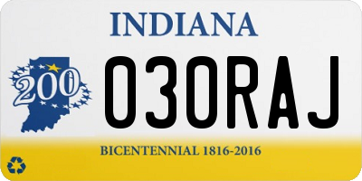 IN license plate 030RAJ