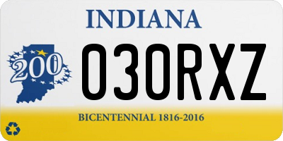 IN license plate 030RXZ