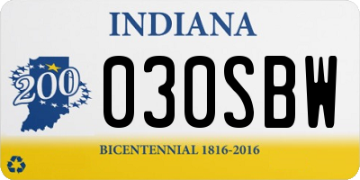 IN license plate 030SBW