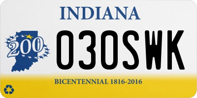 IN license plate 030SWK