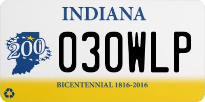 IN license plate 030WLP