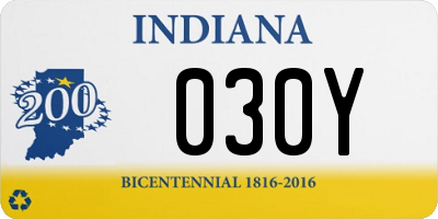 IN license plate 030Y