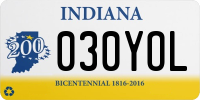 IN license plate 030YOL