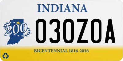IN license plate 030ZOA