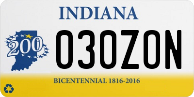 IN license plate 030ZON