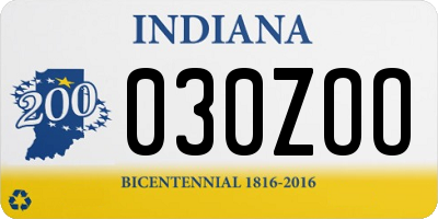 IN license plate 030ZOO