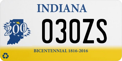 IN license plate 030ZS