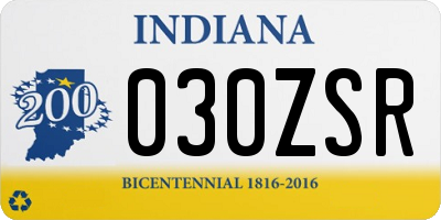 IN license plate 030ZSR