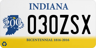 IN license plate 030ZSX