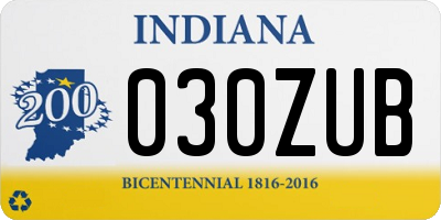 IN license plate 030ZUB