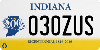 IN license plate 030ZUS