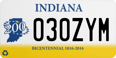 IN license plate 030ZYM