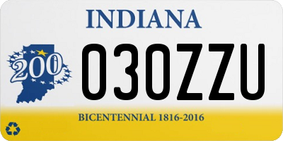 IN license plate 030ZZU