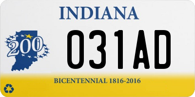 IN license plate 031AD