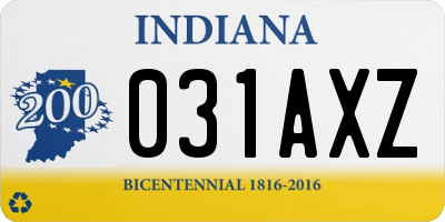 IN license plate 031AXZ