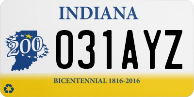 IN license plate 031AYZ