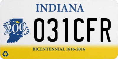 IN license plate 031CFR
