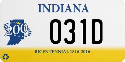 IN license plate 031D