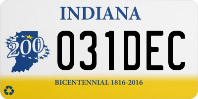IN license plate 031DEC