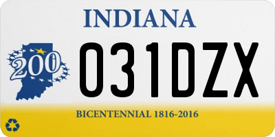IN license plate 031DZX