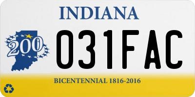 IN license plate 031FAC