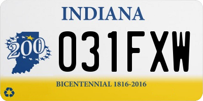 IN license plate 031FXW