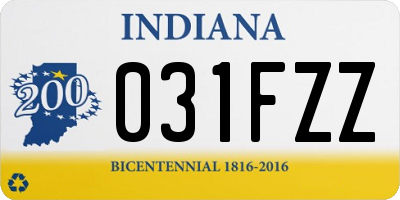IN license plate 031FZZ