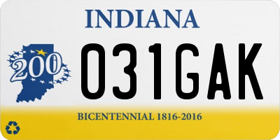 IN license plate 031GAK