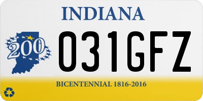 IN license plate 031GFZ