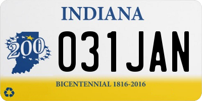 IN license plate 031JAN