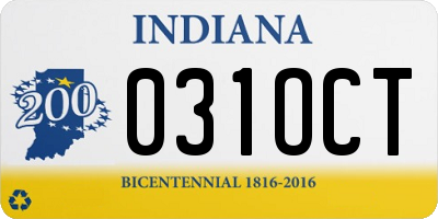 IN license plate 031OCT