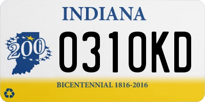 IN license plate 031OKD
