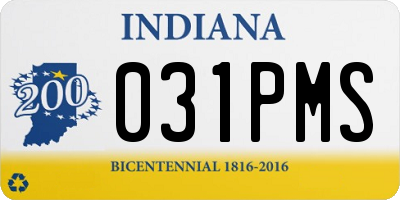IN license plate 031PMS
