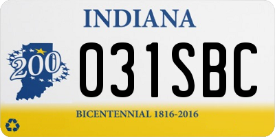 IN license plate 031SBC