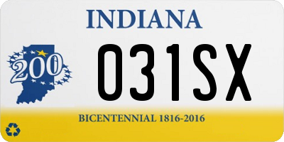 IN license plate 031SX