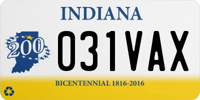 IN license plate 031VAX