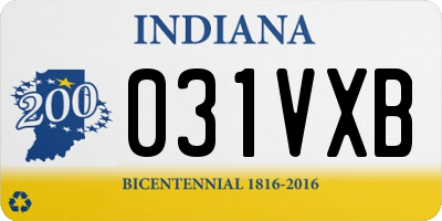 IN license plate 031VXB