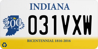 IN license plate 031VXW