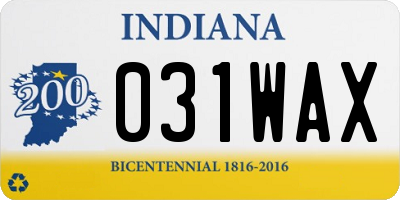 IN license plate 031WAX