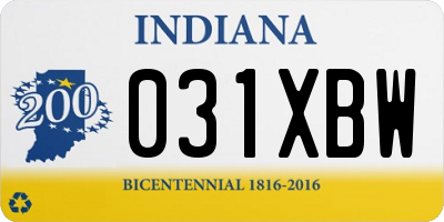 IN license plate 031XBW