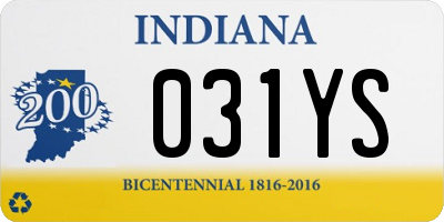 IN license plate 031YS