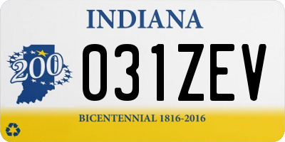 IN license plate 031ZEV