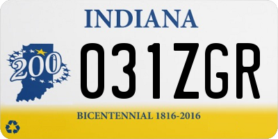 IN license plate 031ZGR