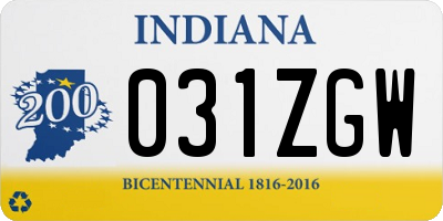 IN license plate 031ZGW