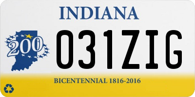 IN license plate 031ZIG
