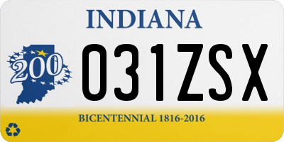 IN license plate 031ZSX